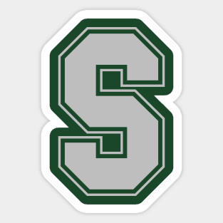 Monogram Grey Green College House Initial S Sticker